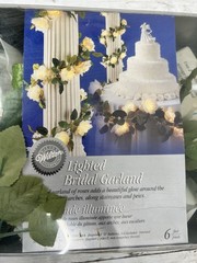 Wilton Lighted Bridal Garland Organza Roses Wedding Battery 6 Feet
