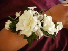 Wedding Gardenia stephanotis white ivory wrist corsage
