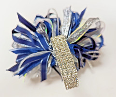 Navy Blue and Ivory SILK Flower Wrist Corsage & Boutonniere Set, Prom wedding