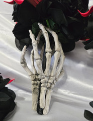 Gothic Wedding Bouquet Set, Skeleton Bone Gothic Red & Black 7 Piece Package