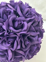 Artificial Flower Kissing Ball Purple Silk Rose Pomander for Wedding 1 Piece