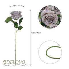 pcs Roses Artificial Flowers Fake Flowers Silk Roses with 16.6L 52Pcs 52 Grey