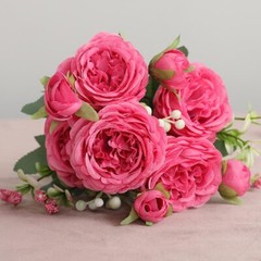 1x Artificial Silk Peony Flowers Bouquet Fake Leaf Wedding Party Home Decoration