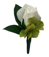 Formal Corsage & Boutonniere Very Realistic Artificial Rose White Faux Flower