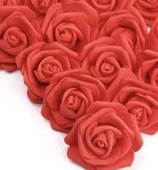 25/50/100 Pcs Bright Red Artificial Rose Flower Foam Like For Decoration