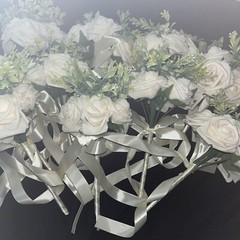 10 Bridal Bridesmaid Wedding Bouquet Artificial Champagne Blush Roses NEW