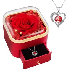 Beferr Gifts for Mom Preserved Real Rose with Red Necklace 40.64 cm, B