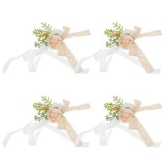 4 Pcs Bridesmaid Flower Wrist Artificial Corsage Wristlet Bracelet