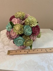 Sola brand faux floral bouquets wood carved roses & more 3 bouquets total