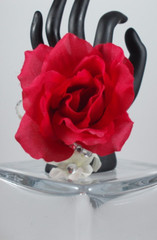 Prom Wrist Corsage & Boutonniere Artificial Red and White Flower Diamond