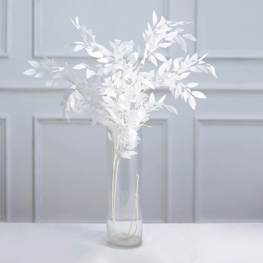 2 White 42 in Artificial Beech LEAVES Bushes Silk Plant Stems Party Decorations