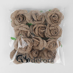12 Pieces Handmade Burlap Rose Flowers for Wedding tion DIY Craft Making