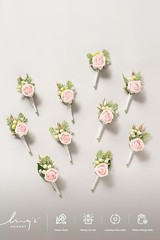 Vintage-Inspired 10pcs Groomsman Boutonniere Set – Blush and Cream Flowers