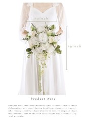 12 Inch Cascade Wedding Bouquets for Bride, Ivory & Champagne Cascading Brida…