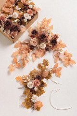 Ling’s Moment 4 pc Modular Garlands Arch Decor in Walnut Brown & Sand Beige