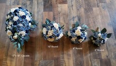 Lavender Dusty Blue Burgundy Cascade Bridal Bouquet Sola Wood Wedding Flowers