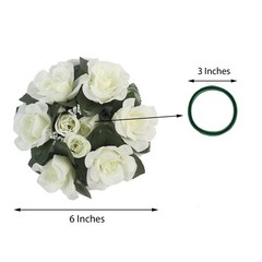 8 Ivory CANDLE RINGS with SILK ROSES Wedding Party Flowers for Centerpieces