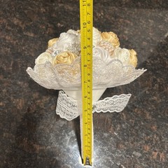 White and Ivory Satin Roses Brooch Wedding Bouquet For Bride💛🤍👑