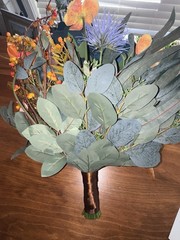 Ling’s Moment Teal and Burnt Orange Brides Bouquet NEW