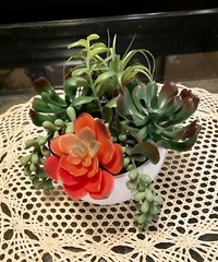New Artificial Flowers Arrangements Succulent Planter Cactus Centerpiece Floral