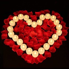 1000Pcs Artificial Rose Petals + 24 LED Candles Romantic Night Propose Set USA