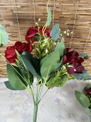2 Bouquets 13″ Silk Rose, Bud Artificial Flower Bushes Wedding Party Decorations