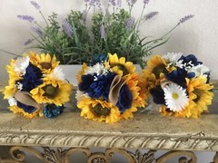 Wedding flowers bridal bouquets decoration sunflowers cranberry burgundy Pkg