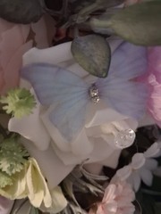 Pastel Bouquet and Boutonniere, Teardrop Style, Pink, Blue, Lavender 2pc Set