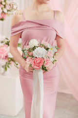 Coralpink Bridesmaid Bouquets Set of 4 – Silk Wedding Flowers Decor