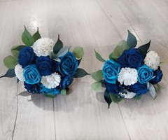 Blue Bridal Cascade Bouquet Sola Wood Wedding Flowers Cascading Bridesmaid Decor