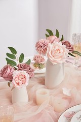 Fake Silk Flowers, y Pink Bridal Bouquet, Party Decor, Pink