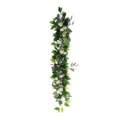 GREEN 4 ft long Artificial Eucalyptus Willow Foliage Garlands Ranunculus Flowers
