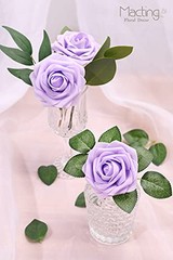 Lavender Artificial Flower Roses Real Touch Fake Flowers with 30PCS Lavender-1