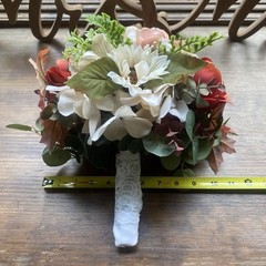 Beautiful Bridal Wedding Bouquet Budget Handmade Faux Floral Red Pink White