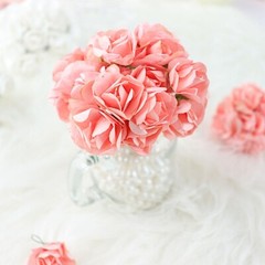 144 pcs Pink CRAFT 0.5″ wide MINI PAPER ROSES Wedding Party Flowers SALE