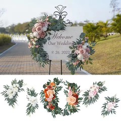 Artificial Wedding Arch Flowers Kit Boho Dusty Rose Blue Eucalyptus Garland