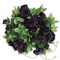Etistta 2 PCS 6.5 Ft. Artificial Black Rose Vine for Halloween Decor, Hanging