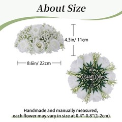 BLOSMON Fake Flowers Ball Wedding Centerpieces 10 Pcs White Rose Babys Breath…