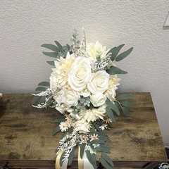 Ansofi Bridal Bouquet Artificial Flowers Silk Rose