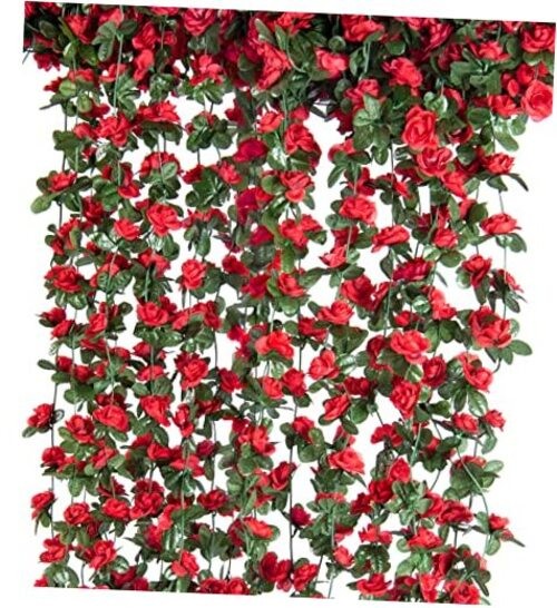 6 Pcs x 8.2 ft Flower Garland Artificial Rose 6 Vines 49FT Spring-red-6pcs