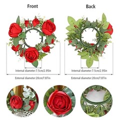 Valentines Red Roses Candle Rings Wreaths Artificial Flowers Wedding