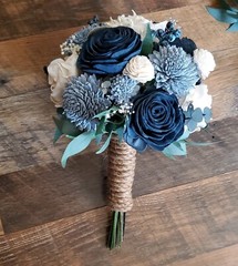 Dusty Blue Bridal Bouquet Navy Sola Wood Wedding Flowers Eucalyptus Bridesmaid