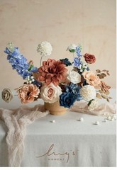 Ling’s Moment Burnt Orange Navy Artificial Flowers Greenery Combo Deluxe Set