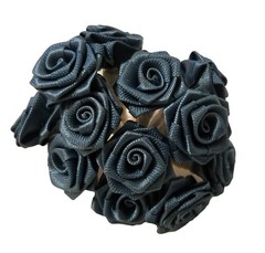 Lot of 144pcs Teal Satin Ribbon Roses Flowers 12mm 1/2″ 1/2 Inch on Wire Stem
