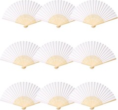 24pcs White Imitated Silk Hand Fan Set Bamboo Folded Fans for Weddings Parties