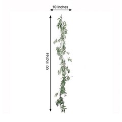 FROSTED GREEN 5 ft long Artificial Willow Foliage Garlands Wedding Decorations