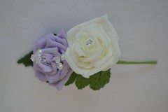 Wedding bouquet posy flowers in LILAC. Flower girl wand, grooms buttonhole