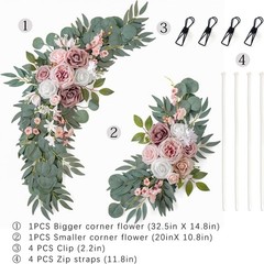 Wedding Arch Flowers Pack of 2 Artificial Dusty Rose Flower Welcome Signs New