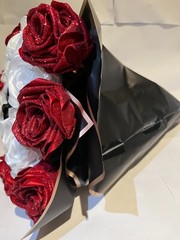 homemade bouquets – red,white,black flowers. – artificial flowers