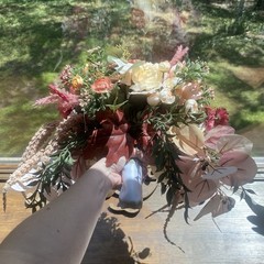 Bridal Wedding Large Bouquet Budget Friendly Faux Flowers White Pink Purple